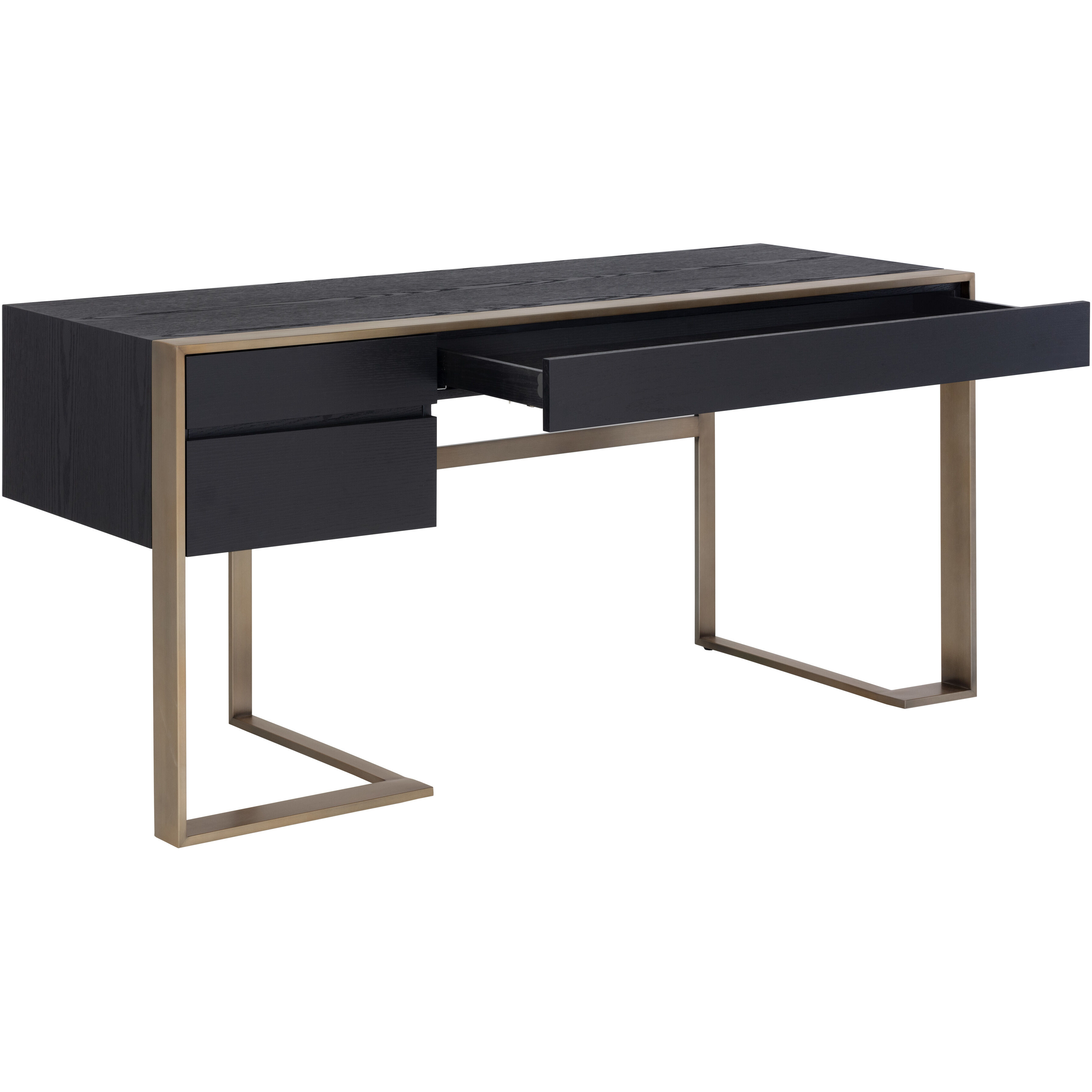 Dalton 63 X 23.75 inch Antique Brass / Black Desk
